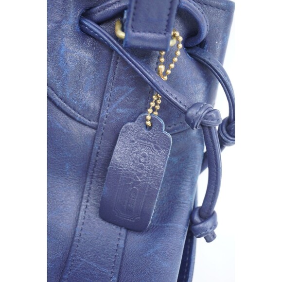Coach Vintage Suede Bucket Bag Drawstring Blue / Brown 70s/80s VTG - Picture 2 of 5